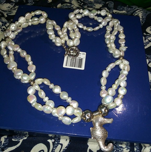 Baroque Pearls Triple Strand & Sterling Silver Sea - Picture 1 of 4